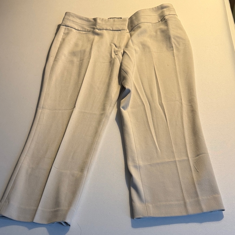 Cream Cropped Wide-Leg Pants